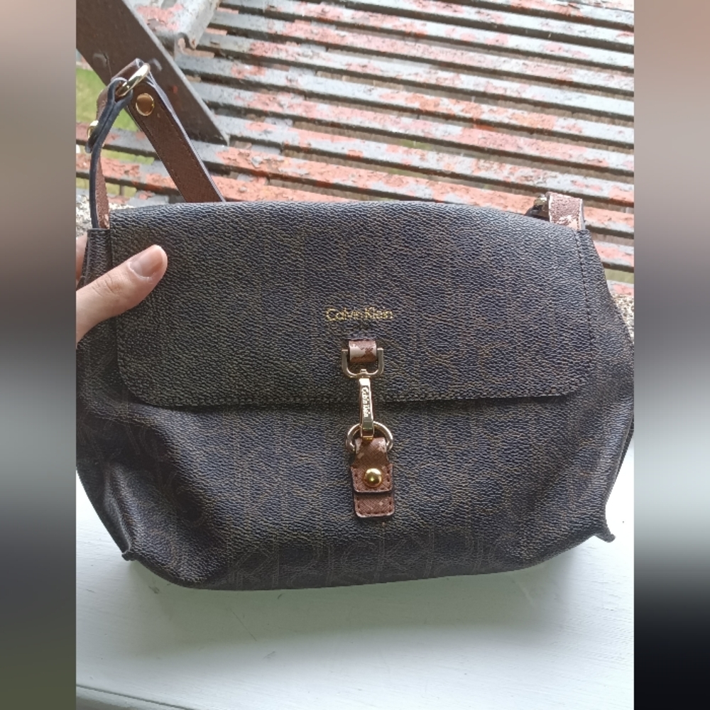 Calvin Klein Brown Monogram Cross Body Bag